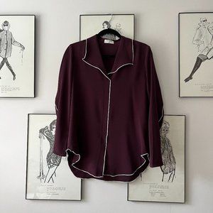 Babaton Burgundy Dress Shirt
